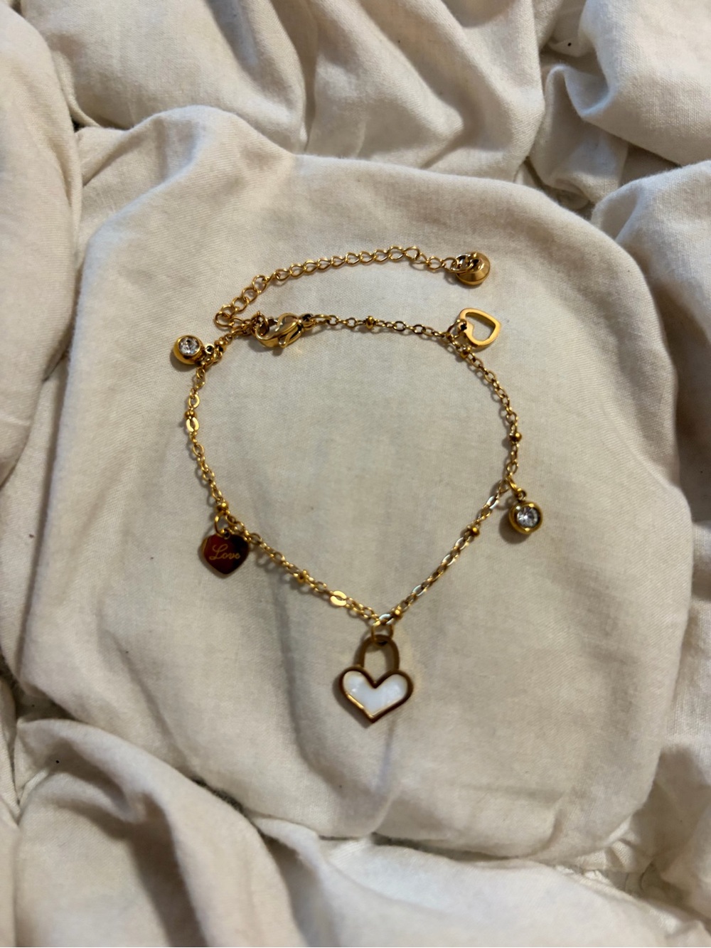 Free People Gold Heart Charm Statement Bracelet